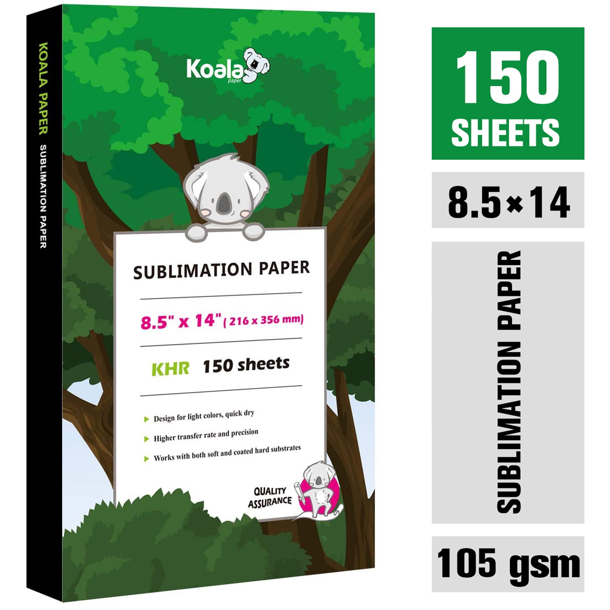 Koala 150 sheets Sublimation Paper 8.5X14 Inches for Heat Transfer DIY gift  compatible with Inkjet Printer with Sublimation Ink