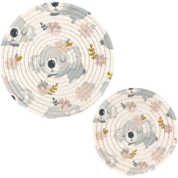 Koala 2 Pack Pot Holders Trivets, Heat Resistant Hot Pads for Kitchen Table Decoration Trivets for Hot Dishes/Pot/Bowl/Teapot/Kitchen Hot Pads Trivets, 7" + 9.45"
