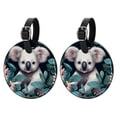 thumbnail image 1 of Koala 2pcs PU Leather Round Bag Tags with Privacy Cover and Name ID Tag - Suitcase Tags for Travel Luggage, Handbags, Backpacks, School Bags, 1 of 6