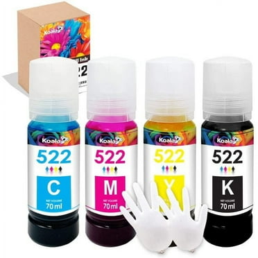 Koala 522 Ink Refill Kit Replacement for Epson 522 Ink T522 EcoTank ET-4800 ET-2720 ET-4700 ET-2400 ET-2800 ET-2803 ET-2840, Black Yellow Cyan Magenta ,4x70ML