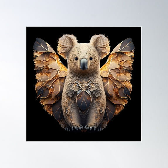 Koala Angel With Wings (Cutout Version For Nice Stickers), Spirit Animal, For Koala Lovers Poster Wall Art, Modern Wall Decor For Living Room Bedroom, 17x17 UNFRAMED