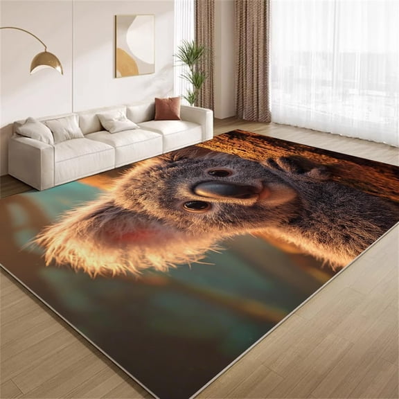 Koala Area Rugs, Cute Animal Pattern Carpet, Washable Non Slip Low Pile Soft Rug for Living Room Bedroom Decor Mat 2ftx3ft