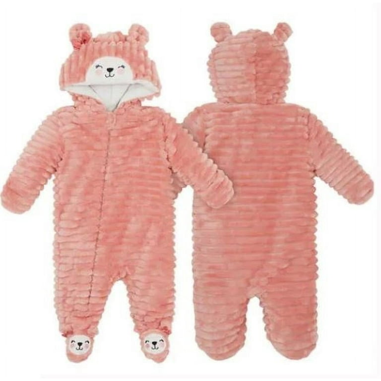 Koala Baby 1-Piece Plush Hooded Pram Suit Fleece Jumper, Pink 12