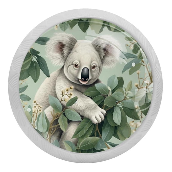 Koala Baby Animal Crystal Glass Drawer Knob Pull Ergonomic 30mm Circle Glowing Furniture Cabinet Handle for Kitchen Dresser Cupboard Wardrobe