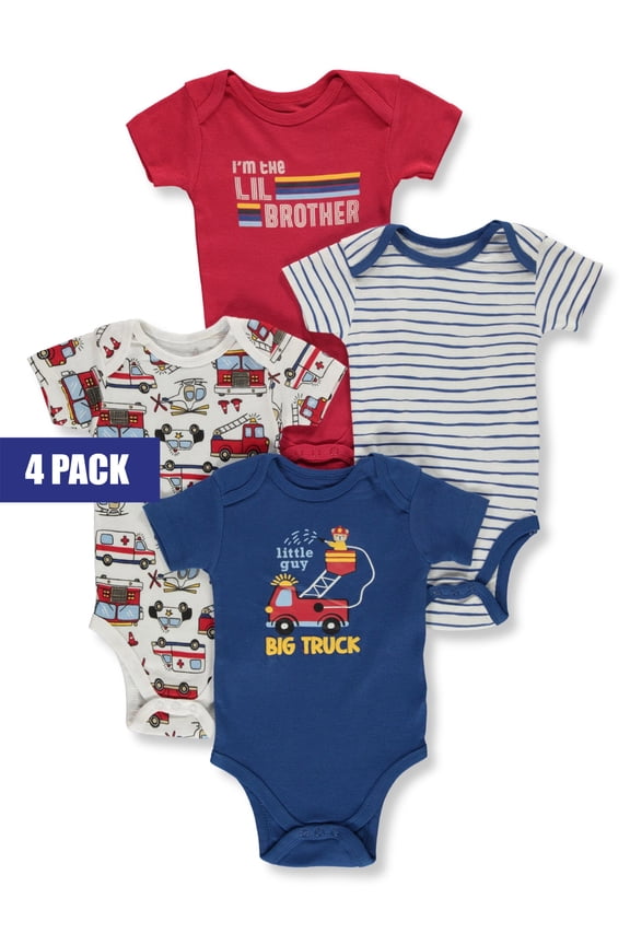 Baby Boys' 4-Pack Fire Bodysuits Color: ivory Size: newborn