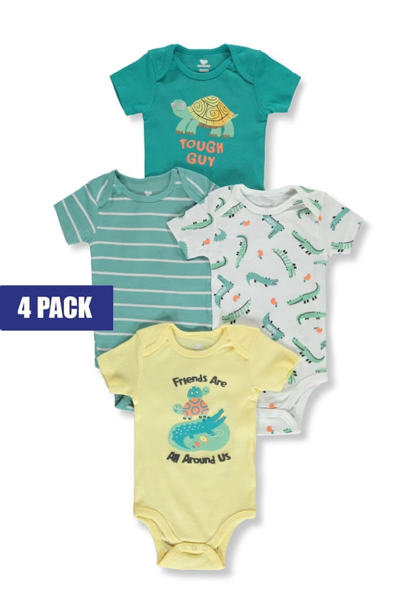 Baby Boys' 4-Pack Tuff Bodysuits Color: green Size: 9 - 12 months