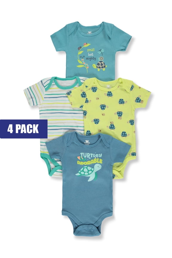 Baby Boys' 4-Pack Turtle Bodysuits Color: blue/multi Size: 6 - 9 months