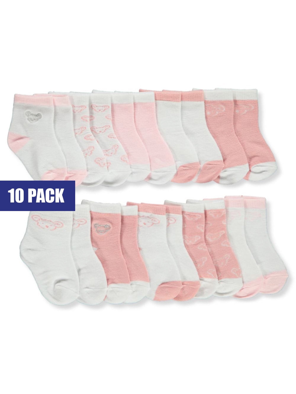 Koala Baby Baby Girls' 10-Pack Crew Socks - white/multi, 6 - 12 months ...