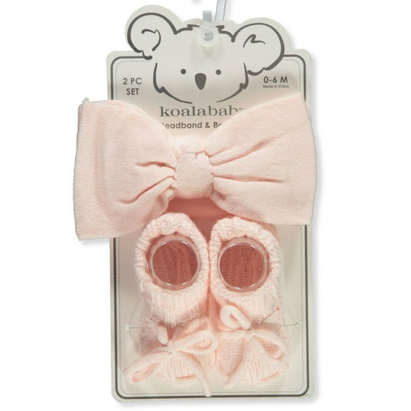 Koala Baby Baby Girls' 2-Piece Headband Booties Set - pink, one size