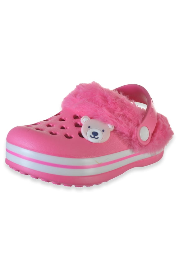 Baby Girls' Faux Fur Clogs Color: hot pink Size: 12 - 18 months