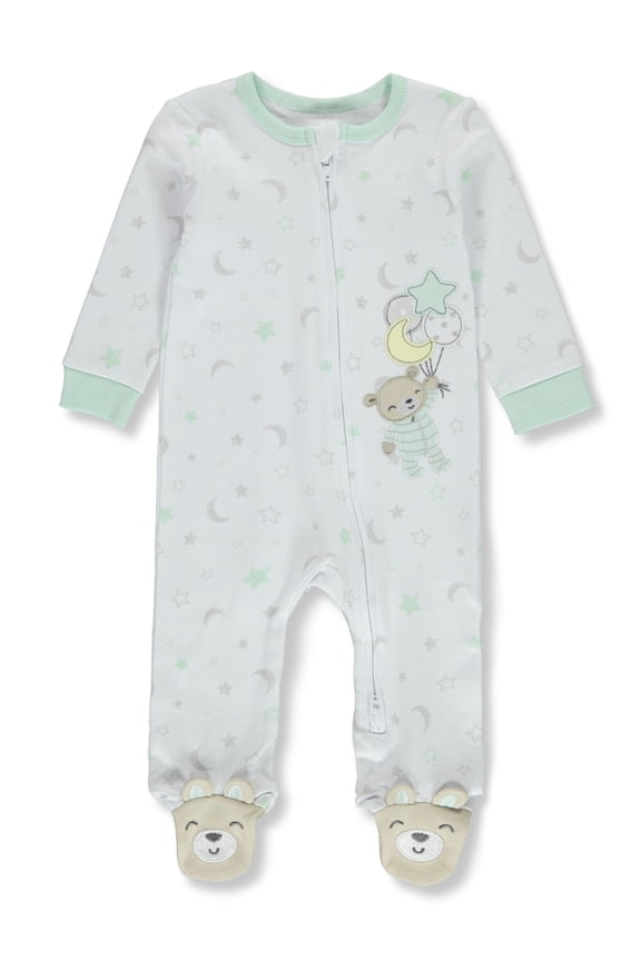 Baby Unisex Bear Footed Coveralls Color: white/multi Size: newborn