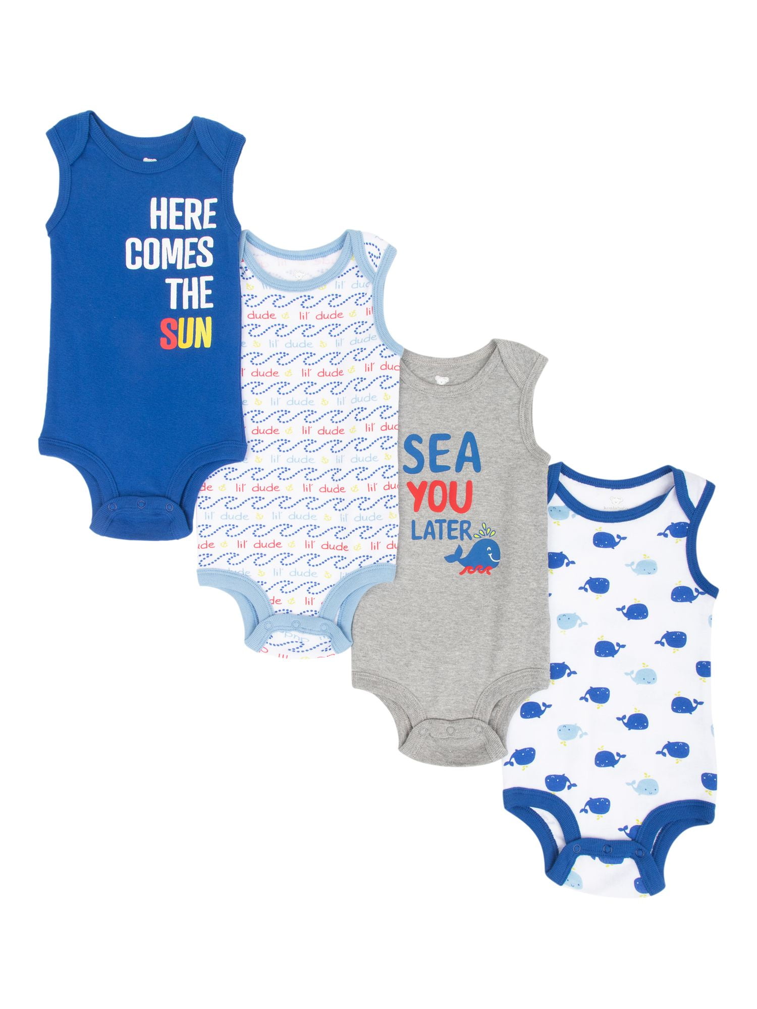 Koala Baby Boy Sleeveless Bodysuits, 4Pack