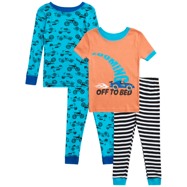 Koala Baby Boys' Pajama Set 4Piece Snug Fit Long Sleeve Shirt and Pajama Jogger Pants (Infant