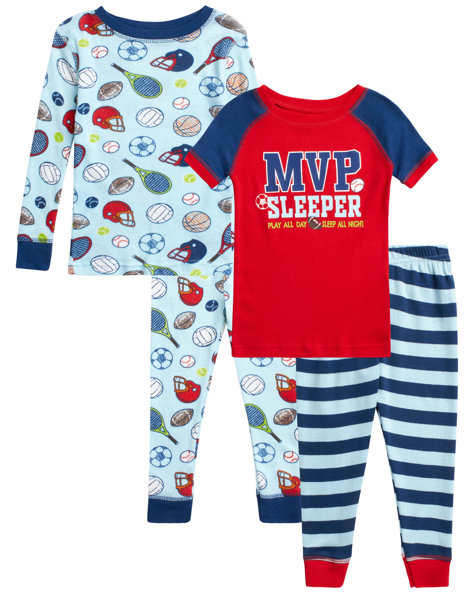 Koala Baby Boys' Pajama Set 4Piece Snug Fit Long Sleeve Shirt and
