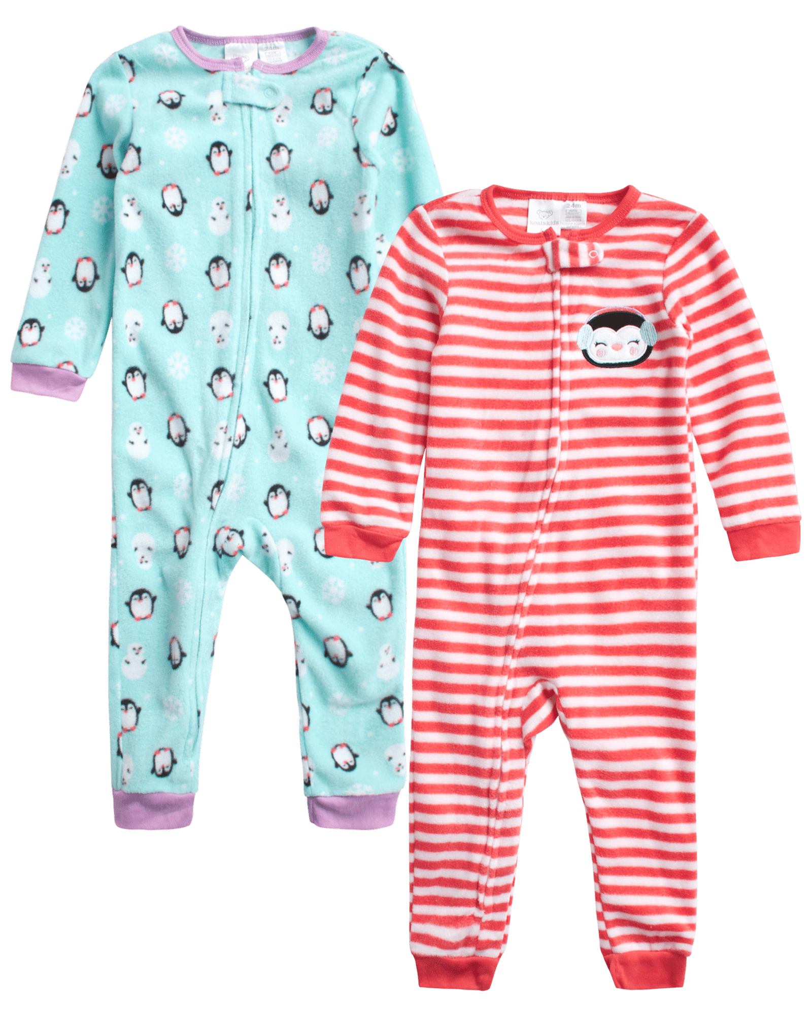 Koala Baby Girls' Blanket Sleeper 2 Pack Fleece Sleep n Play Bodysuit Pajamas (Infant/Toddler