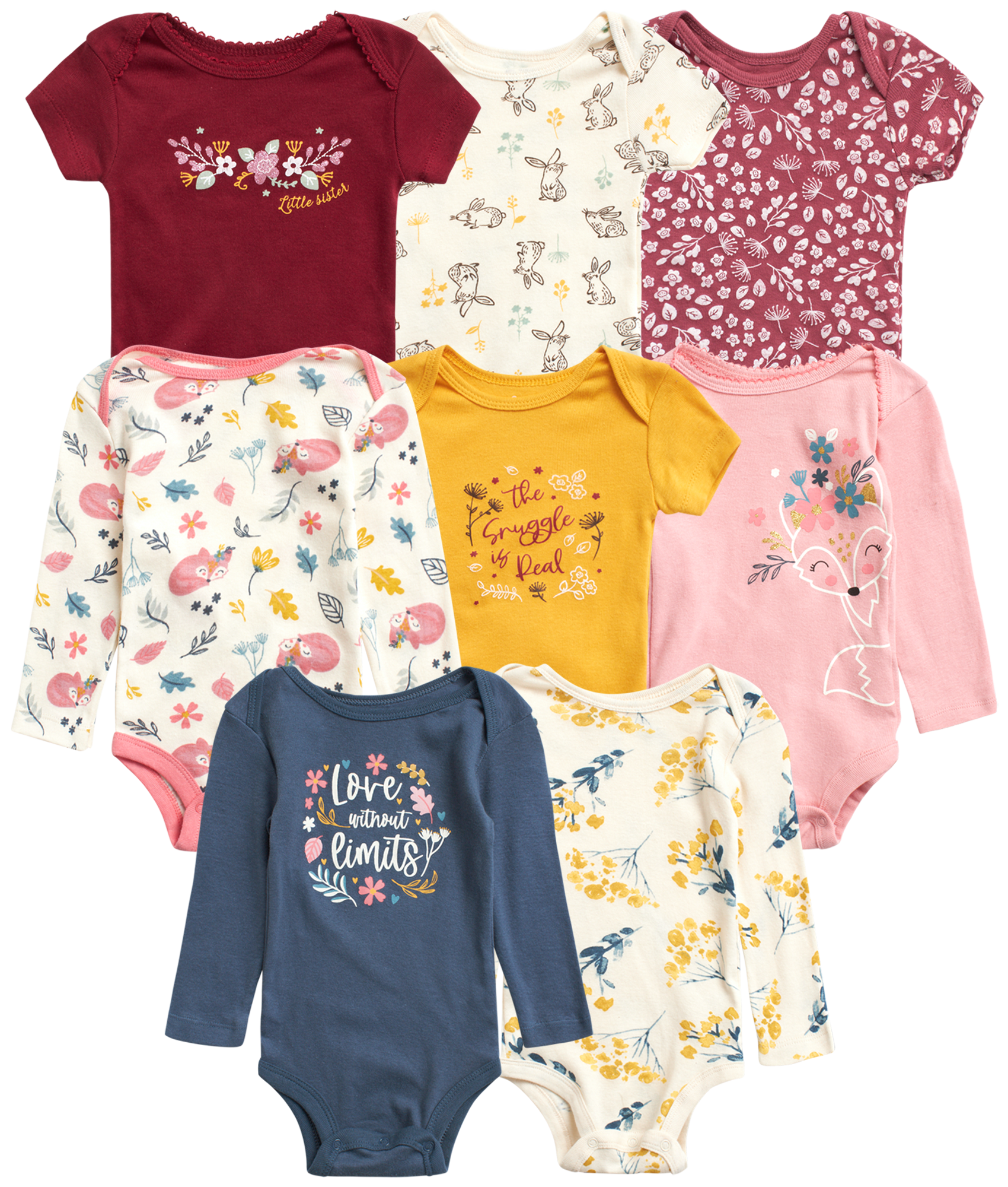 Koala Baby Girls' Layette Set 8 Piece Playwear Bodysuit Romper