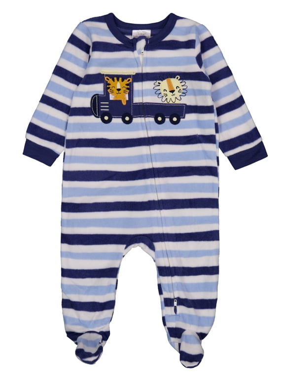 Newborn Boys' Striped Footed Pram with Appliqué Color: gray/blue Size: 0 - 3 months