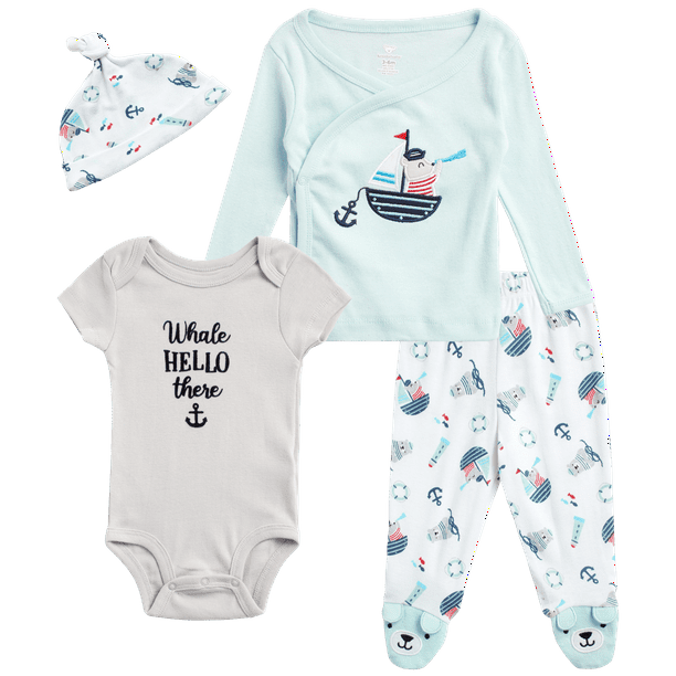 Koala Baby Newborn Baby Boys' Take Me Home Layette Set 4 Piece Hat