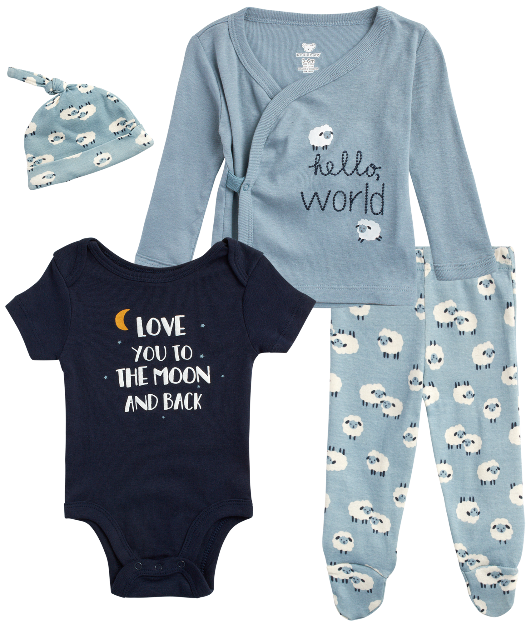 Koala Baby Newborn Baby Boys' Take Me Home Layette Set 4 Piece Hat