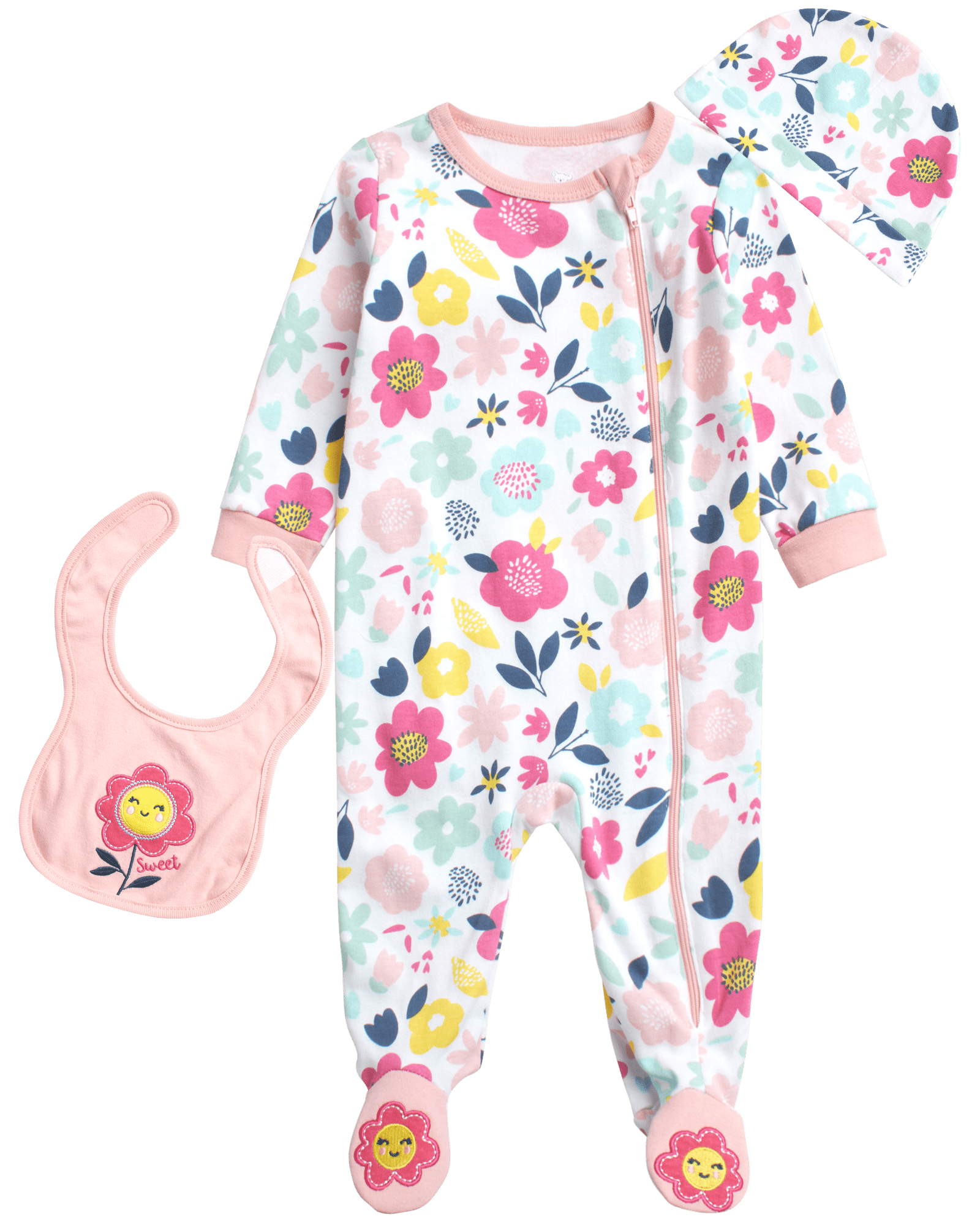 PEGASO FOOTIE SET WITH HAT AND BIB PINK main image 1