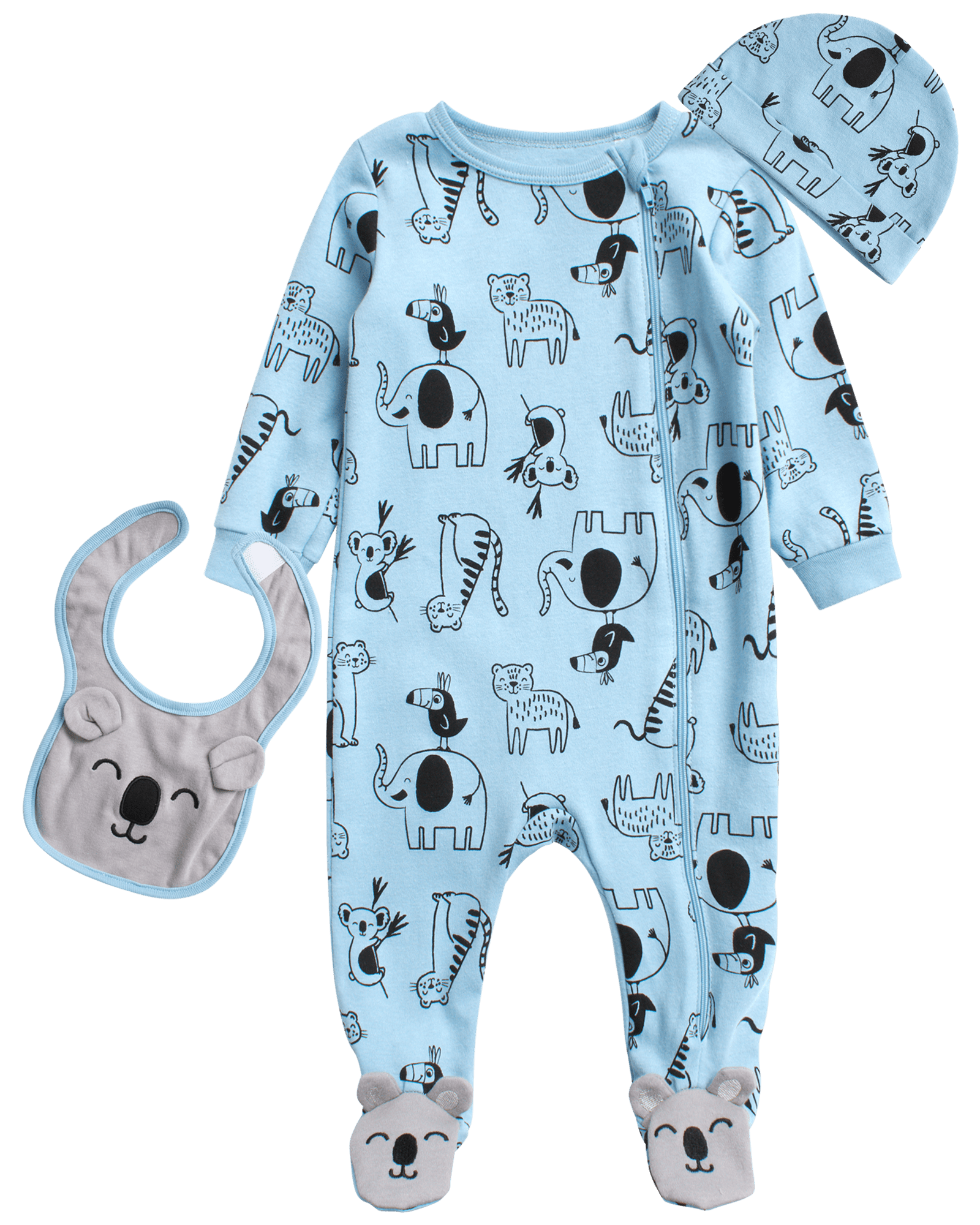 Koala Baby Newborn Baby Boys and Girls Bodysuit Set 3 Piece Footie