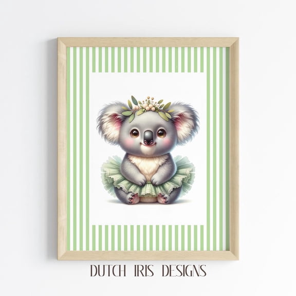 Koala Ballerina, Nursery Art, Pastel Baby Animal, Mint Green Tutu, Sweet Nursery Decor, 963 Home Decor #1420, Unframed Poster Size 8x12