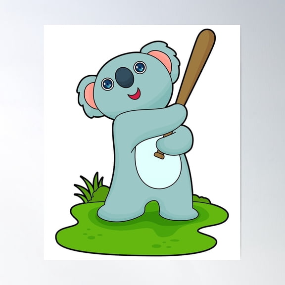 Koala Baseball Baseball Bat Poster Wall Art, Modern Wall Decor For Living Room Bedroom, 8x12 UNFRAMED