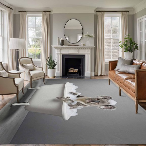 Koala Bathing Area Rugs 5'x7', Washable Small Throw Rugs for Laundry Room Playroom, Modern Abstract Bathtub Cute Animal Shower Indoor Outdoor Rug Non-Slip Low Pile Carpet Runner Reversible Floor Mats