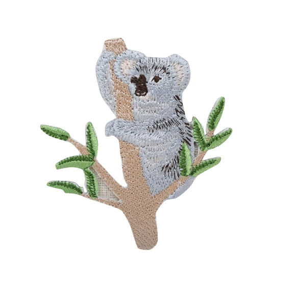Koala Bear - Eucalyptus Branch - Iron on Applique Embroidered Patch