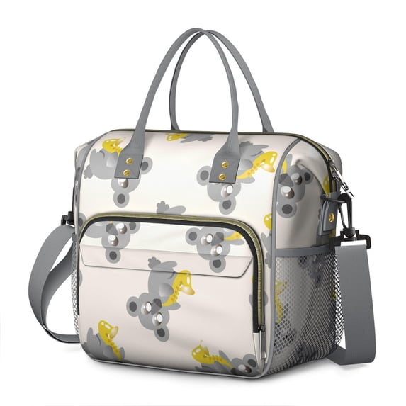 Koala Bear Print Insulated Lunch Tote Bag - Large Leakproof Cooler Bag with Multi-Pocket for Office, Picnic & Travel, Cute Animal Cartoon Pattern Waterproof Thermal Food Storage Bag