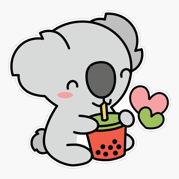 Koala Bear Sipping Bubble Tea Sticker