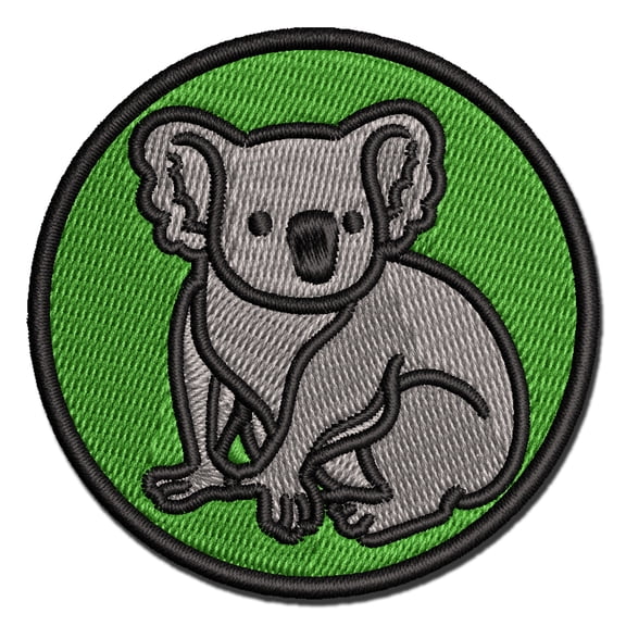 Koala Bear Sitting Applique Multi-Color Embroidered Hook & Loop Patch - 3.5 Inch Large