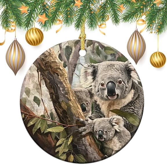Koala Bears Sitting In The Tree Ceramic Ornament Cute Koala Smiling on Branches Wild Animal Xmas Tree Ornaments Ceramic Ornament Xmas Tree Decor
