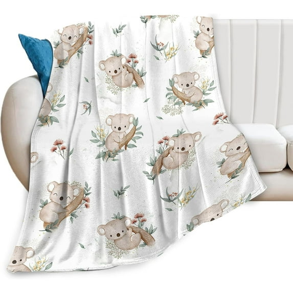 Koala Blanket Koala Throw Blanket Soft Fleece Flannel Bedding Koala Gifts for Girls Boys Women Lovers Adults Stuff Plush for Couch Sofa Bed Room Decor 50"X60"