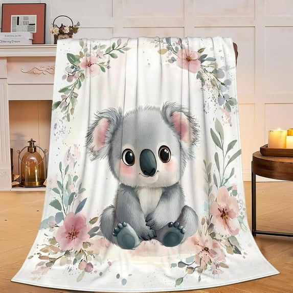 Koala Blanket Soft Cute Kawaii Koala Plush Throw Blanket Cozy Warm Koala Animal Flannel Fleece Bedding Stuff Decor Blanket Gifts for Lover Girls Boys Kids Adults Women Bed Travel 50"x60"