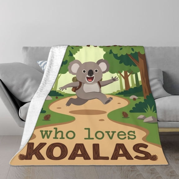 Koala Blanket, Unique Koala Lover Gift Hiking Backpack Forest Theme For Lounge Chair Couch, Unique Animal Home Decor 50x40