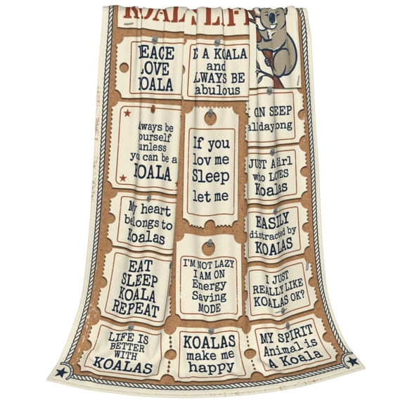 Koala Blanket, Unique Koala Lover Gift Western Cowboy Bulletin Board Pattern For Lounge Chair Home, Retro Animal Room Decor 50x40