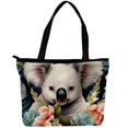 thumbnail image 1 of Koala Canvas Leather Mix Hand-Held Bag | Twill Sponge Jeanette Material | 30x10.5x39cm Size | Stylish and Functional Design, 1 of 5