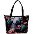 thumbnail image 1 of Koala Canvas Leather Mix Tote Bag with Twill, Sponge, and Jeanette Material - 30x10.5x39cm/11.8x4.1x15.4in Size, 1 of 5