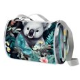 thumbnail image 1 of Koala Canvas Picnic Blanket Waterproof Outdoor Beach Mat Extra Large Foldable Portable Camping Rug with Handles and Pockets, Blue Stripe Pattern, 80" x 60, 1 of 6