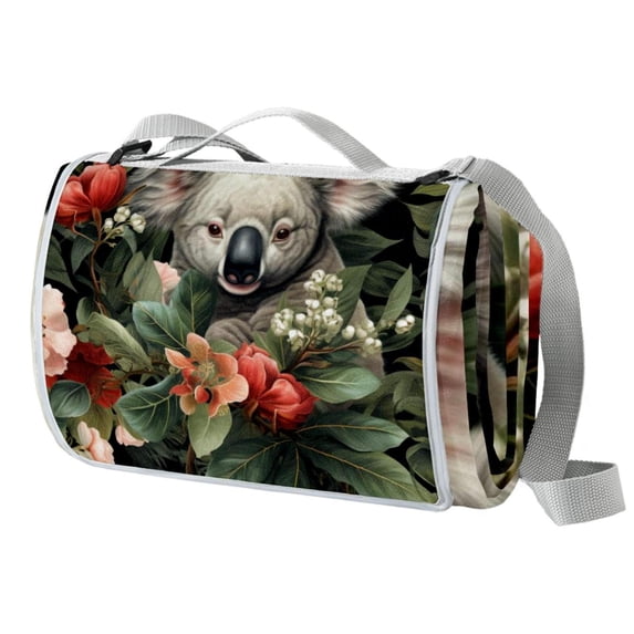 Koala Canvas Picnic Mat Waterproof Outdoor Camping Beach Blanket Large Foldable Portable Mat Backing -Proof for Family Travel Hiking Park Grass Yard