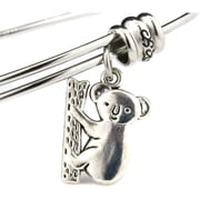 Koala Charm | Koala Gifts for Women Stainless Steel Hypoallergenic Bracelet Bangle Koala Bear Jewelry or Koala Bracelet and Beautiful Bear Jewelry for Women and Australia Souvenir