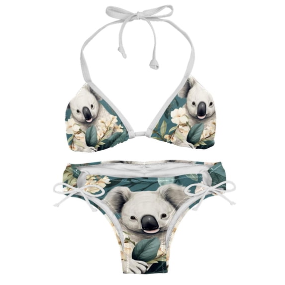 Koala Chic One-Piece Swimsuits Bikini Set: Detachable Sponge, Adjustable Strap, Two-Pack, for Pools and Beaches