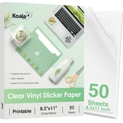 Koala Clear Sticker Paper for Inkjet Printer,  8.5x11 Inch 50 Sheets, Printable Vinyl Sticker Paper Waterproof Glossy, Transparent Sticker Paper