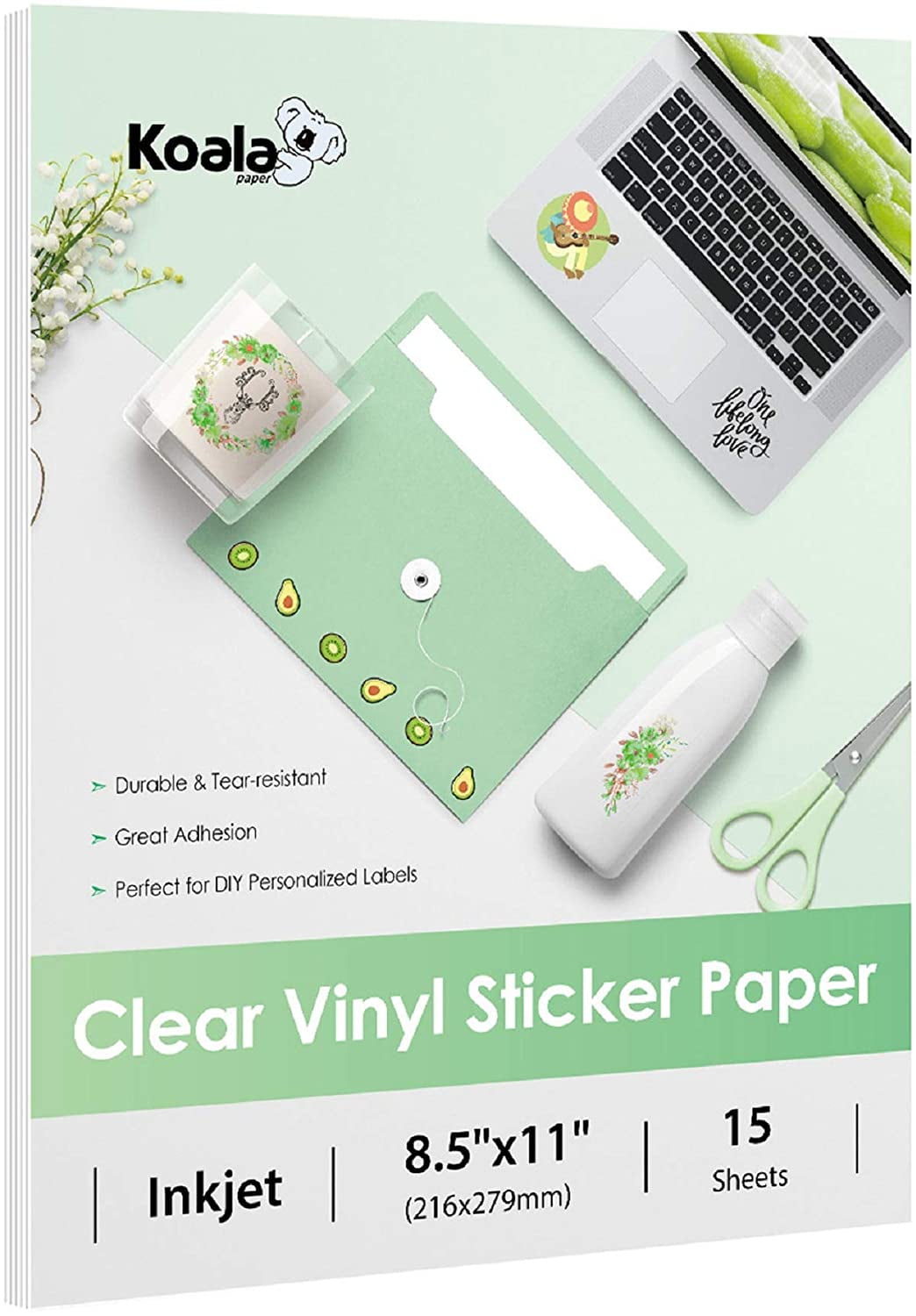 Gwybkq Clear Printable Vinyl Sticker Paper for Inkjet Printer,50 Sheets Transparent Decay Paper Clear Labels, Dries Quickly Vivi