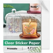 Koala Clear Sticker Paper for Inkjet and Laser Printers - Crystal Clear Non-Waterproof Glossy Printable Vinyl Sticker Paper 8.5x11 Inch 18 Sheets