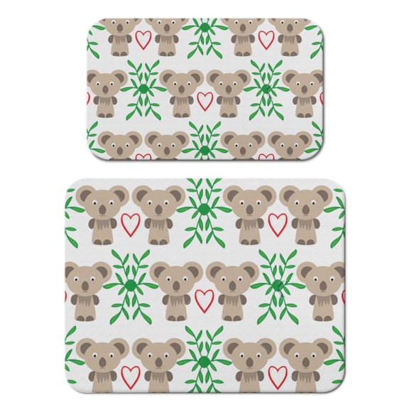 Koala Coffee Mat Set of 2 - Absorbent Drying Mat for Coffee Station, Kitchen Counter - Australian Koala Bear Print Non-Slip Base