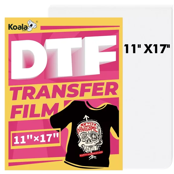 Koala DTF Film 11x17, Clear Sublimation Paper for Dark Fabric, 50 Sheets Direct to Film Heat Transfer Paper
