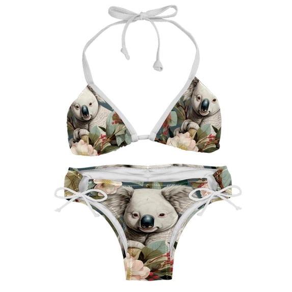 Koala Detachable Sponge Adjustable Strap Bikini Set Two-Pack Swimming Suits One-Piece Swimsuits - Ideal for Beach and Pool Parties