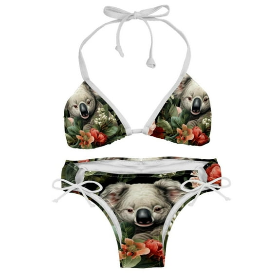 Koala Detachable Sponge Adjustable Strap Bikini Set Two-Pack Swimming Suits One-Piece Swimsuits - Ideal for Beach and Pool Parties